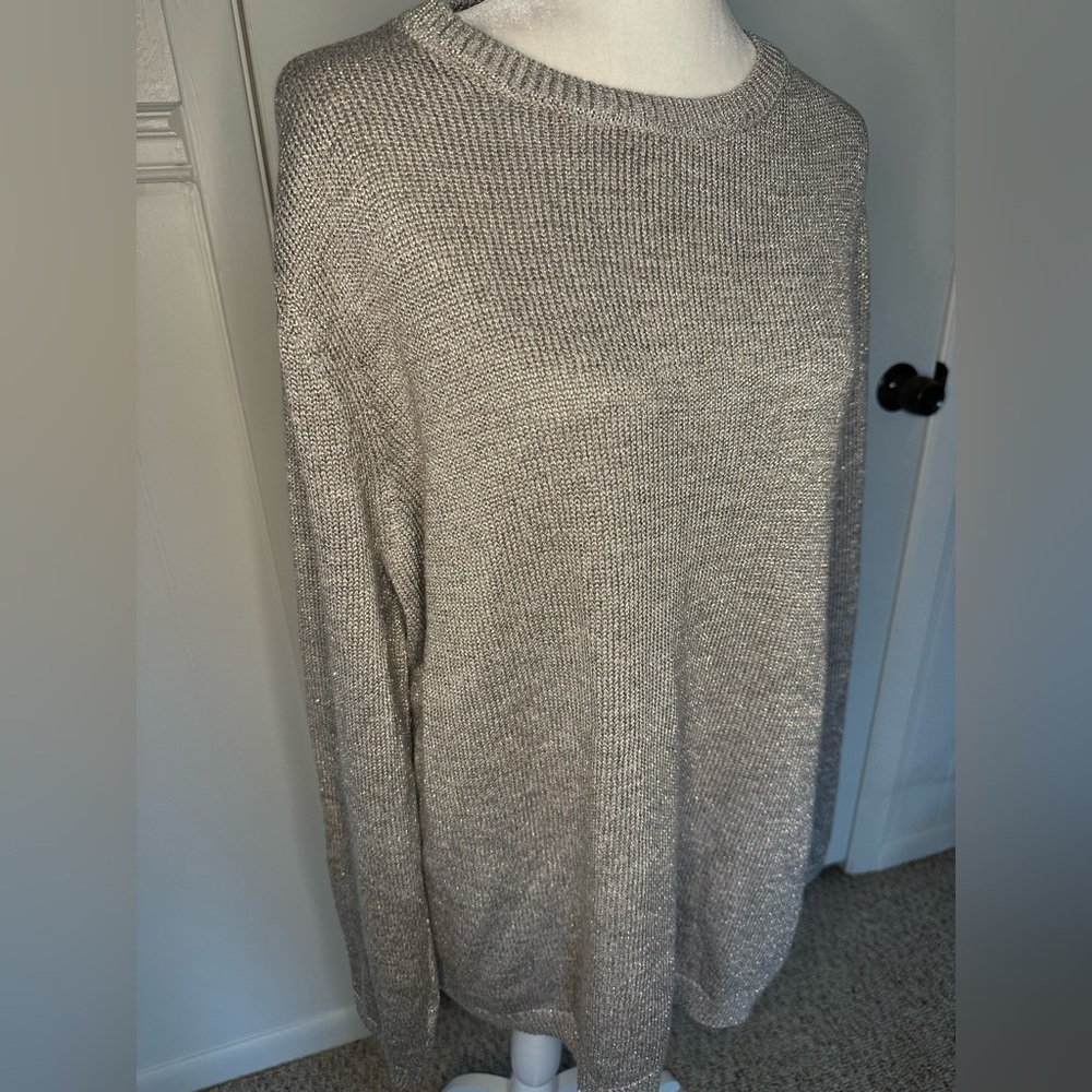 J.Jill silver metallic longsleeve size XL - Picture 2 of 6
